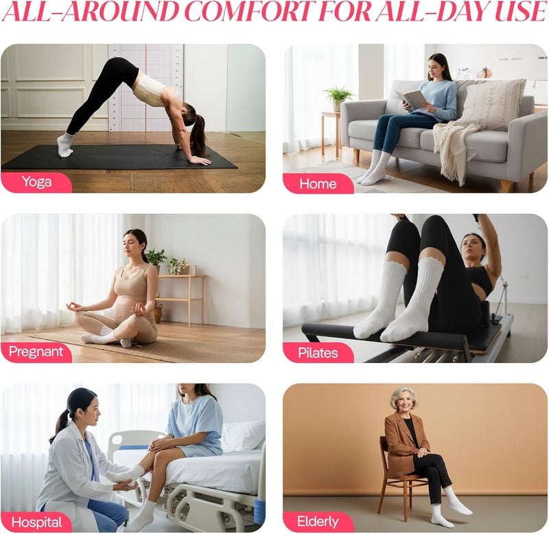 CoolMate Store Pilates Socks with Grips for Women, Yoga Socks, Crew Non Slip Women for Barre, Pilates Gifts - Image 3